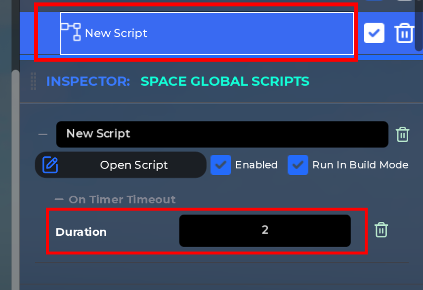 Timer block with the duration field selected